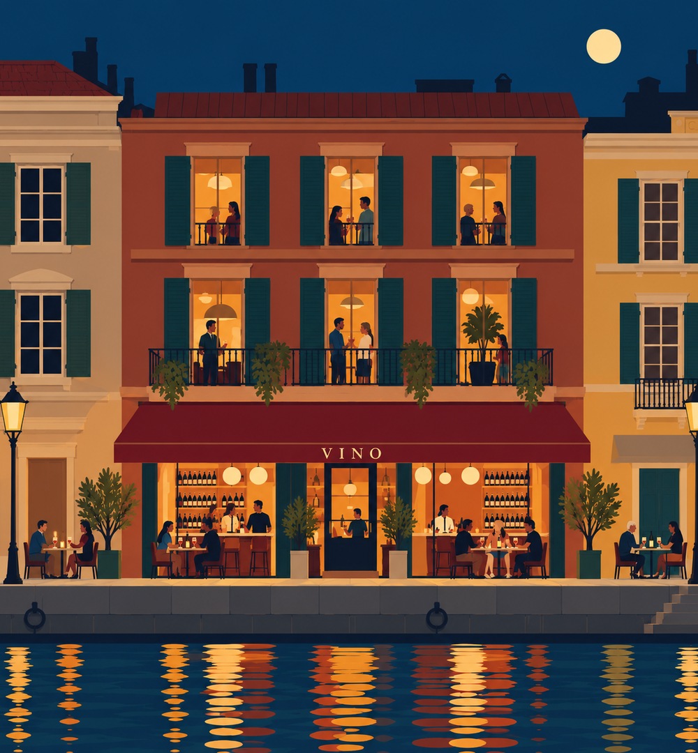 Nashik Vineyard Terrace After Dark Illustration